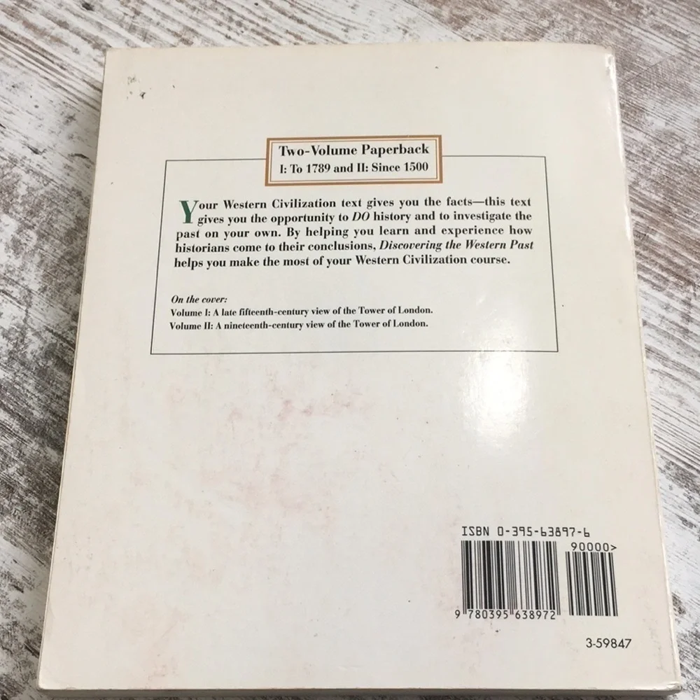 Discovering The Western Past Volume 1 Book Second Edition 1993 Houghton Mifflin